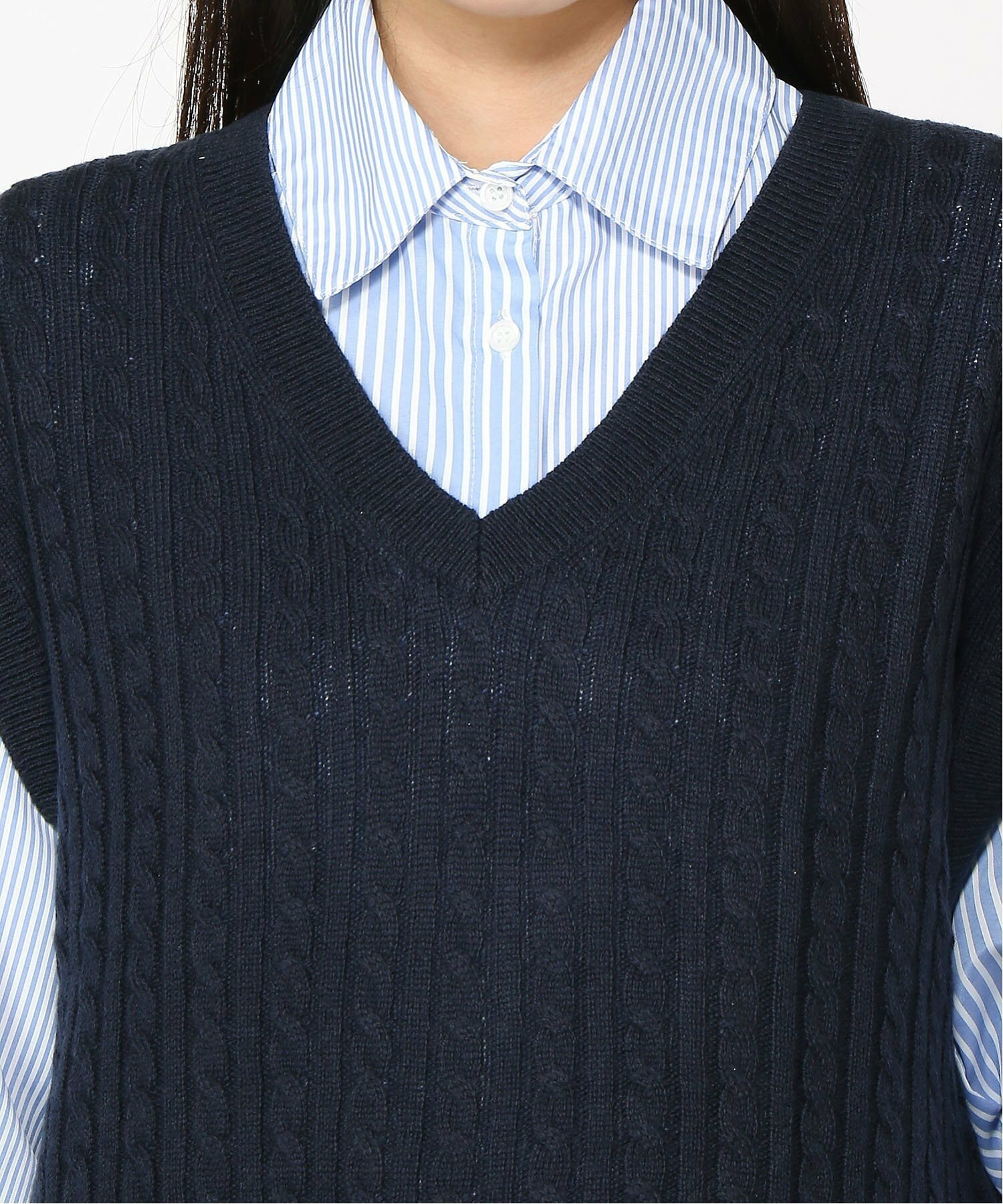 (W)TOMMY HILFIGER(トミーヒルフィガー) IM SOFT WOOL CABLE VEST